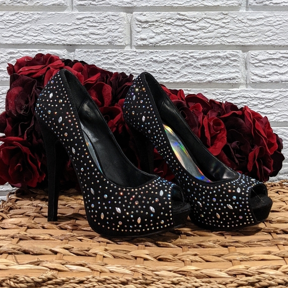 D2 sparkly peep toe stiletto heels - Picture 2 of 7